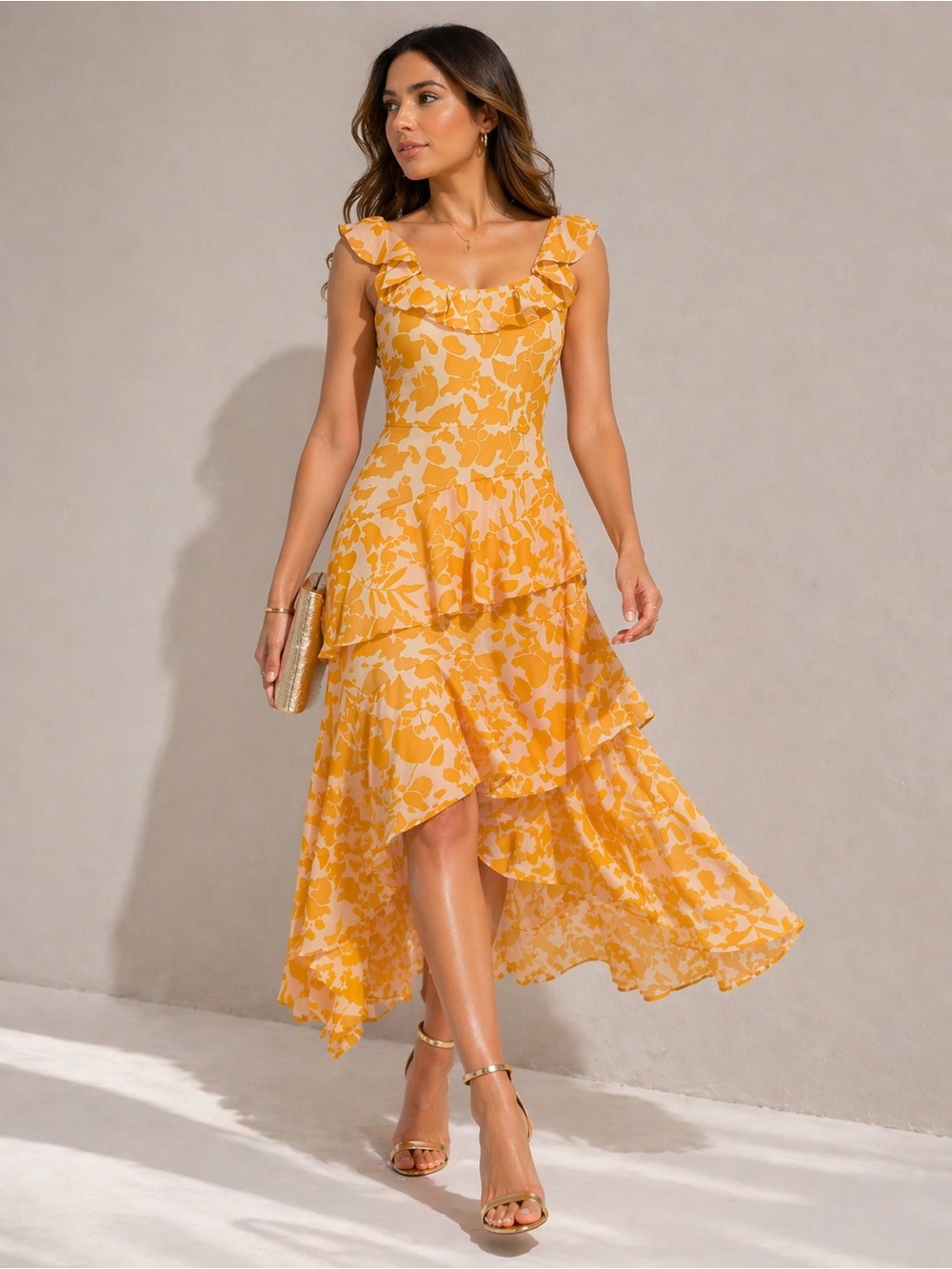 BCBGMaxAzria Saffron Petal Midi Dress